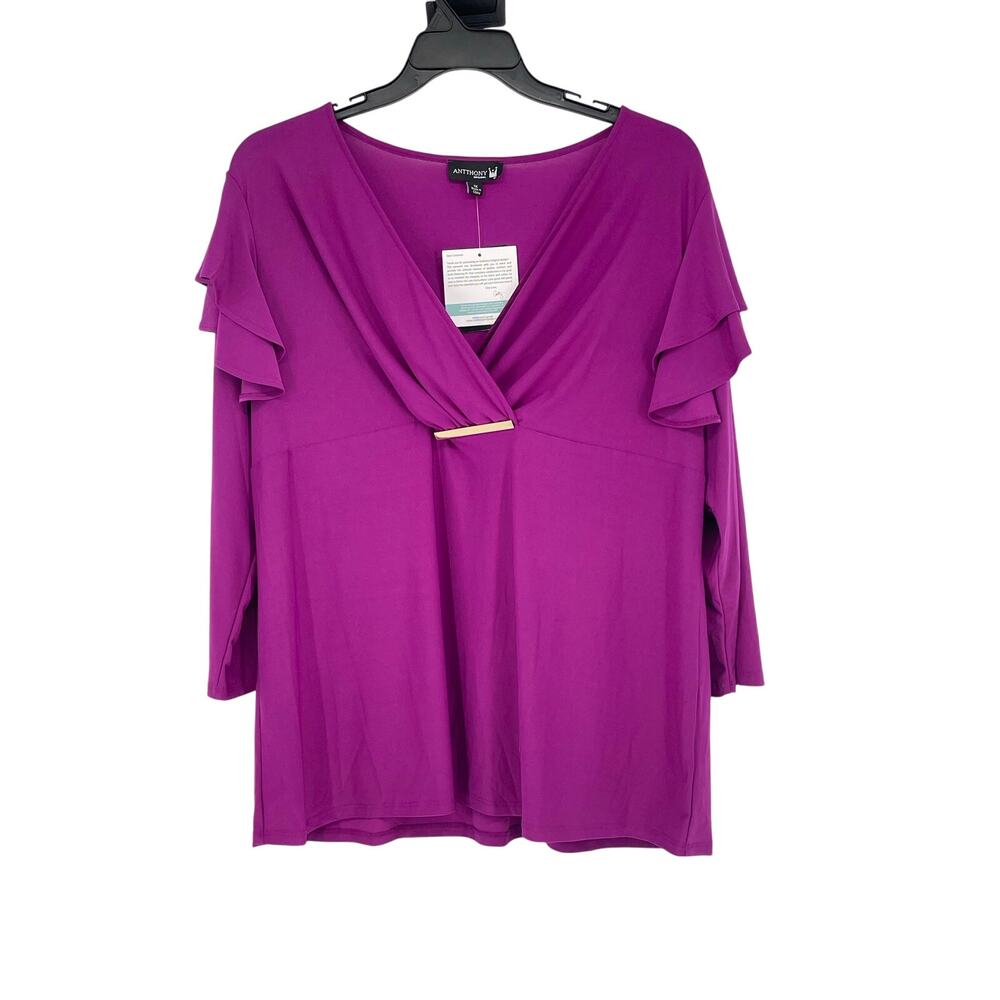 NWT Original Anthony Fushia Long Sleeve Top 1X‎ Artsy Boho